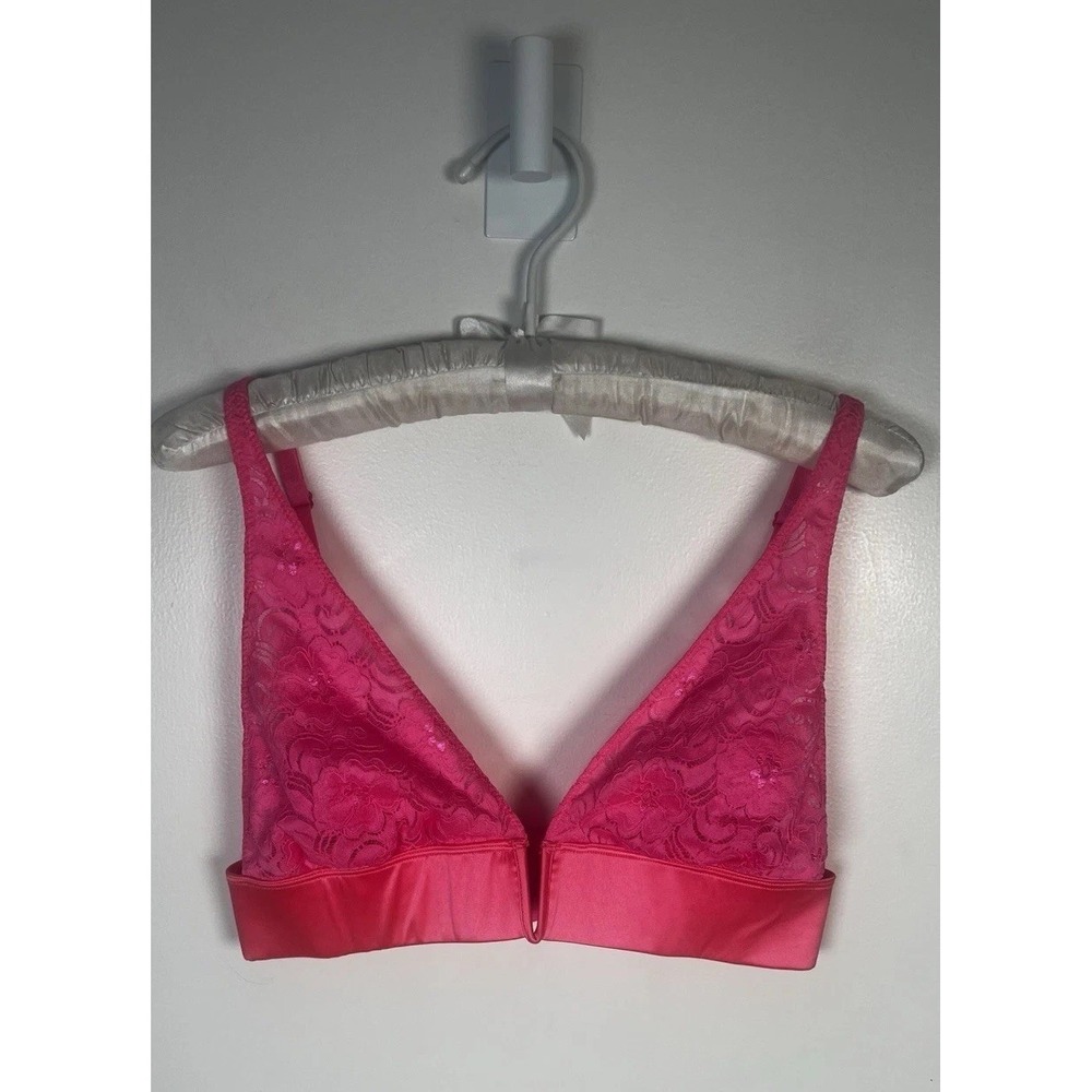 Free People V-Wire Bralette Soft‎ Lace Pink Satin Band Size XS NWOT